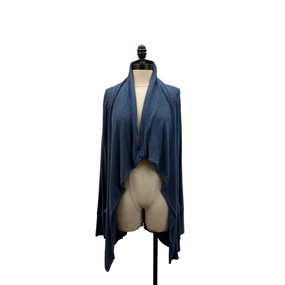 Athleta Pranayama Wrap Women S Blue Excellent Draped Open Front Cardigan Pockets
